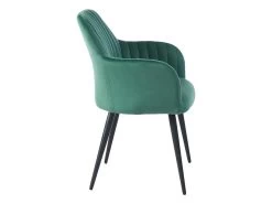 Lot De 6 Chaises Avec Accoudoirs En Velours Et Métal Noir - Vert - ELEANA -Magasin de meubles de restaurant chaise 12291425