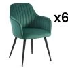 Lot De 6 Chaises Avec Accoudoirs En Velours Et Métal Noir - Vert - ELEANA -Magasin de meubles de restaurant chaise 12291431