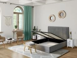 Chaise Avec Accoudoirs - Velours Et Métal Effet Bois - Beige - ELEANA -Magasin de meubles de restaurant chaise 12331149