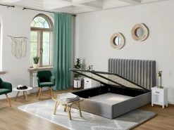 Chaise Avec Accoudoirs - Velours Et Métal Effet Bois - Vert Foncé - ELEANA -Magasin de meubles de restaurant chaise 12331153