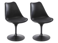 Lot De 2 Chaises En Polypropylène, Simili Et Métal - Noir - XAFY