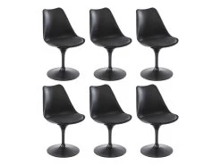 Lot De 6 Chaises En Polypropylène, Simili Et Métal - Noir - XAFY 17 Lot De 6 Chaises En Polypropylène, Simili Et Métal - Noir - XAFY -Magasin de meubles de restaurant chaise 12353269