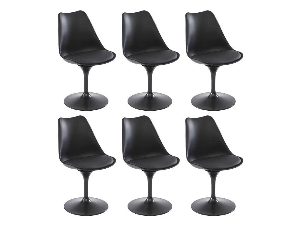 Lot De 6 Chaises En Polypropylène, Simili Et Métal - Noir - XAFY 10 Lot De 6 Chaises En Polypropylène, Simili Et Métal - Noir - XAFY – Image 8