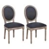 EMIA - Lot De 2 Chaises Médaillon Bois Et Tissu Anthrcite -Magasin de meubles de restaurant chaise 12401325