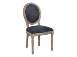 EMIA - Lot De 2 Chaises Médaillon Bois Et Tissu Anthrcite -Magasin de meubles de restaurant chaise 12401329