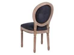 EMIA - Lot De 2 Chaises Médaillon Bois Et Tissu Anthrcite -Magasin de meubles de restaurant chaise 12401333