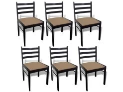 Lot De 6 Chaises De Salle à Manger Cuisine Design Classique Bois Solide Et Velours Marron CDS022558