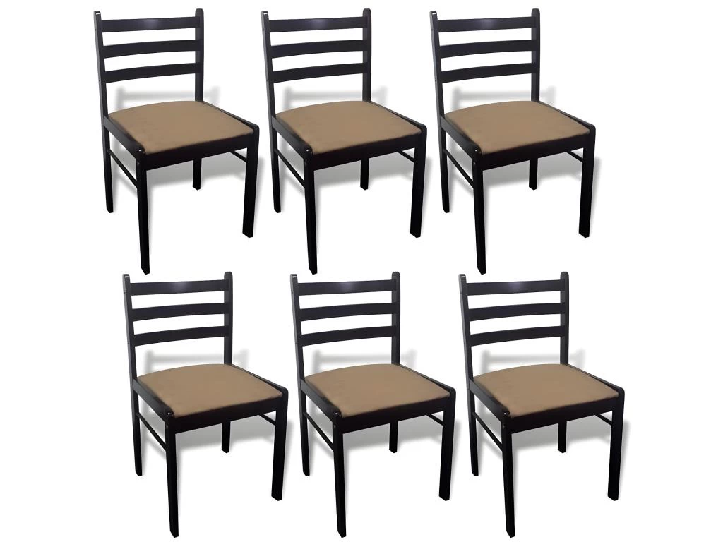Lot De 6 Chaises De Salle à Manger Cuisine Design Classique Bois Solide Et Velours Marron CDS022558 3 Lot De 6 Chaises De Salle à Manger Cuisine Design Classique Bois Solide Et Velours Marron CDS022558
