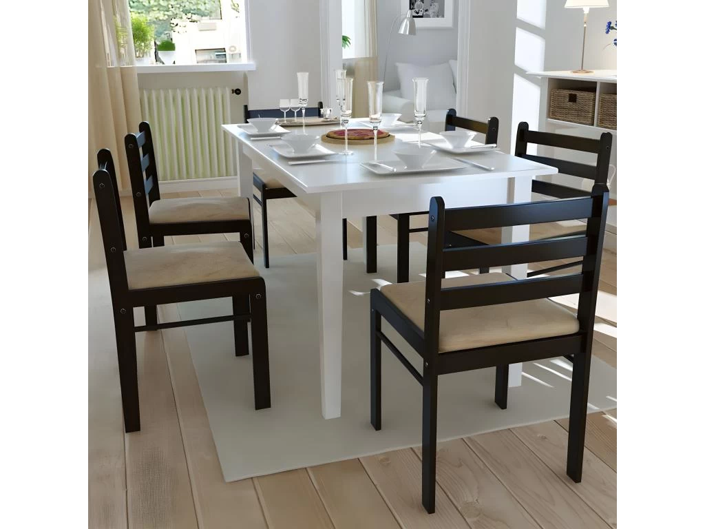 Lot De 6 Chaises De Salle à Manger Cuisine Design Classique Bois Solide Et Velours Marron CDS022558 7 Lot De 6 Chaises De Salle à Manger Cuisine Design Classique Bois Solide Et Velours Marron CDS022558 – Image 5