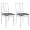 Lot De 2 Chaises De Salle à Manger Cuisine à Dîner Avec Coussins Design Classique Bois Solide Blanc CDS021176