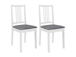 Lot De 2 Chaises De Salle à Manger Cuisine à Dîner Avec Coussins Design Classique Bois Solide Blanc CDS021176