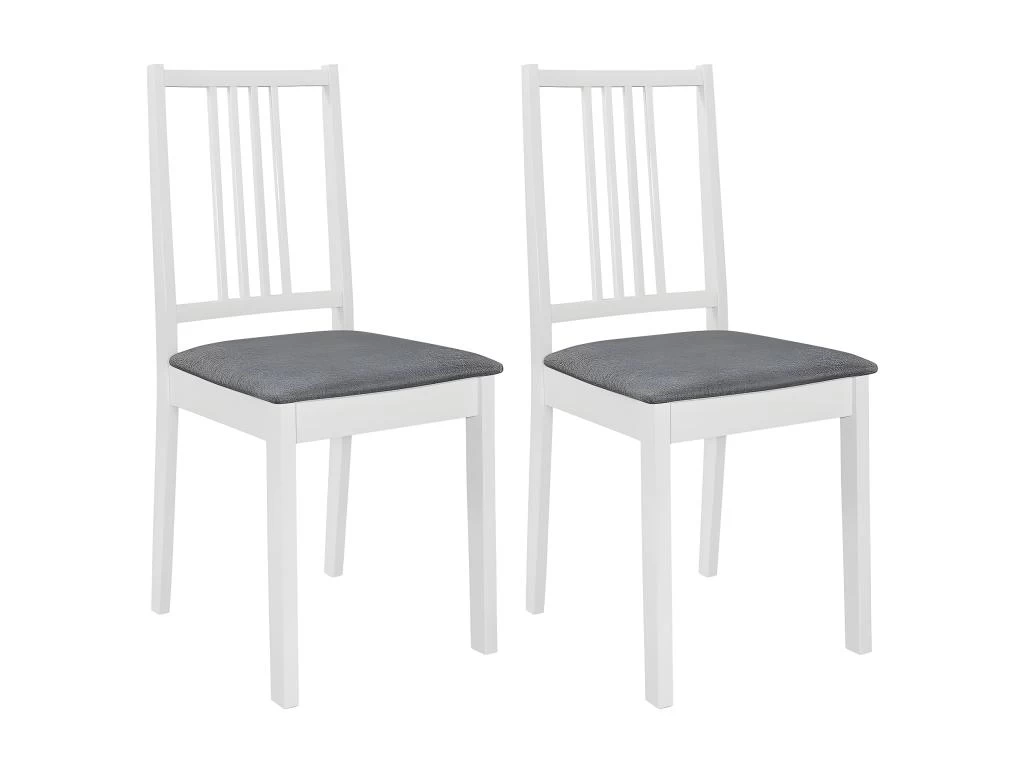 Lot De 2 Chaises De Salle à Manger Cuisine à Dîner Avec Coussins Design Classique Bois Solide Blanc CDS021176 3 Lot De 2 Chaises De Salle à Manger Cuisine à Dîner Avec Coussins Design Classique Bois Solide Blanc CDS021176