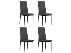 Lot De 4 Chaises De Salle à Manger Cuisine Cadre Métallique En Tissu Gris Foncé CDS021547