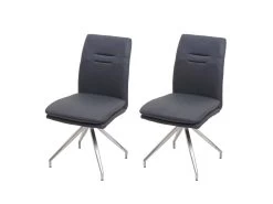 Lot De 2 Chaises De Salle à Manger Cuisine Design Moderne Acier Inoxydable Et Tissu Brossé Gris Foncé 04_0000242