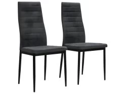 Lot De 2 Chaises De Salle à Manger Cuisine Design Tissu Contemporain Gris Foncé CDS020533