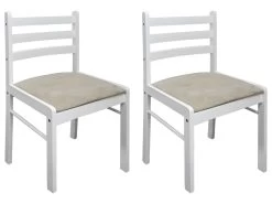 Lot De 2 Chaises De Salle à Manger Cuisine Design Classique Hévéa Solide Et Velours Blanc CDS020170