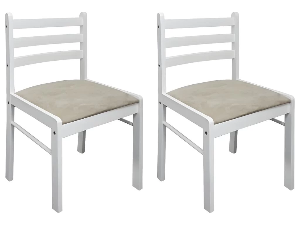 Lot De 2 Chaises De Salle à Manger Cuisine Design Classique Hévéa Solide Et Velours Blanc CDS020170 3 Lot De 2 Chaises De Salle à Manger Cuisine Design Classique Hévéa Solide Et Velours Blanc CDS020170