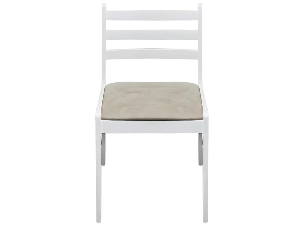 Lot De 2 Chaises De Salle à Manger Cuisine Design Classique Hévéa Solide Et Velours Blanc CDS020170 4 Lot De 2 Chaises De Salle à Manger Cuisine Design Classique Hévéa Solide Et Velours Blanc CDS020170 – Image 2