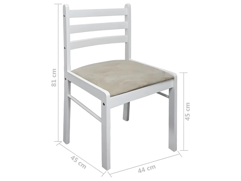 Lot De 2 Chaises De Salle à Manger Cuisine Design Classique Hévéa Solide Et Velours Blanc CDS020170 7 Lot De 2 Chaises De Salle à Manger Cuisine Design Classique Hévéa Solide Et Velours Blanc CDS020170 – Image 5