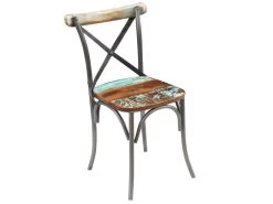 Lot De 4 Chaises De Salle à Manger Cuisine Design Industriel Bois De Récupération Solide CDS021330 -Magasin de meubles de restaurant chaise 12443597