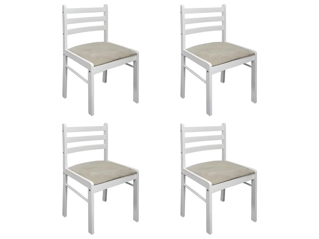 Lot De 4 Chaises De Salle à Manger Cuisine Design Classique Hévéa Solide Et Velours Blanc CDS021237 3 Lot De 4 Chaises De Salle à Manger Cuisine Design Classique Hévéa Solide Et Velours Blanc CDS021237
