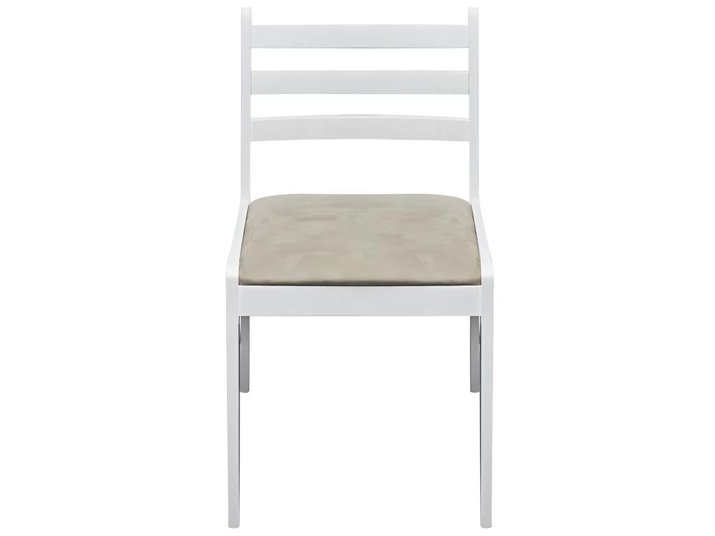 Lot De 4 Chaises De Salle à Manger Cuisine Design Classique Hévéa Solide Et Velours Blanc CDS021237 4 Lot De 4 Chaises De Salle à Manger Cuisine Design Classique Hévéa Solide Et Velours Blanc CDS021237 – Image 2