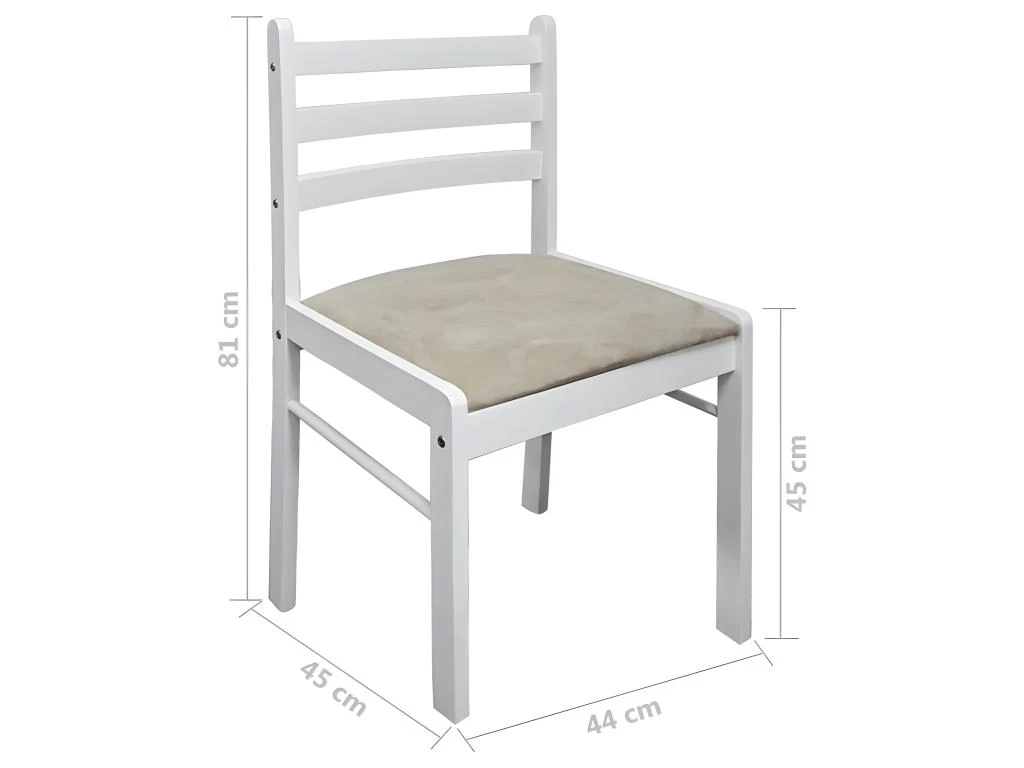 Lot De 4 Chaises De Salle à Manger Cuisine Design Classique Hévéa Solide Et Velours Blanc CDS021237 7 Lot De 4 Chaises De Salle à Manger Cuisine Design Classique Hévéa Solide Et Velours Blanc CDS021237 – Image 5