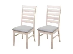 Lot De 2 Chaises De Salle à Manger Cuisine Chaise Tissu Gris Et Bois Massif Clair 04_0000399