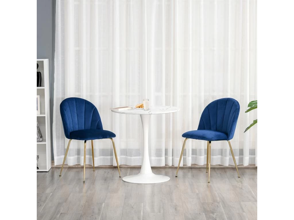 Lot De 2 Chaises Style Art-déco Dossier Strié Arrondi Piètement Métal Doré Incliné Effilé Velours Bleu Roi 3 Lot De 2 Chaises Style Art-déco Dossier Strié Arrondi Piètement Métal Doré Incliné Effilé Velours Bleu Roi
