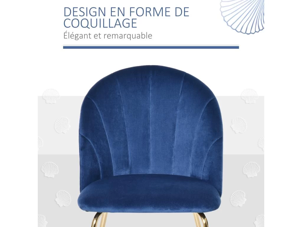 Lot De 2 Chaises Style Art-déco Dossier Strié Arrondi Piètement Métal Doré Incliné Effilé Velours Bleu Roi 7 Lot De 2 Chaises Style Art-déco Dossier Strié Arrondi Piètement Métal Doré Incliné Effilé Velours Bleu Roi – Image 5