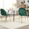 Lot De 2 Chaises Style Art-déco Dossier Strié Arrondi Piètement Métal Doré Incliné Effilé Velours Vert Sapin -Magasin de meubles de restaurant chaise 12446431