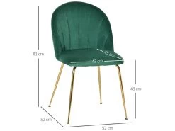 Lot De 2 Chaises Style Art-déco Dossier Strié Arrondi Piètement Métal Doré Incliné Effilé Velours Vert Sapin 9 Lot De 2 Chaises Style Art-déco Dossier Strié Arrondi Piètement Métal Doré Incliné Effilé Velours Vert Sapin -Magasin de meubles de restaurant chaise 12446435