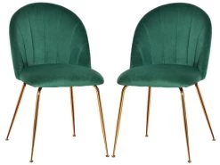 Lot De 2 Chaises Style Art-déco Dossier Strié Arrondi Piètement Métal Doré Incliné Effilé Velours Vert Sapin 10 Lot De 2 Chaises Style Art-déco Dossier Strié Arrondi Piètement Métal Doré Incliné Effilé Velours Vert Sapin -Magasin de meubles de restaurant chaise 12446437