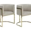 Lot De 2 Chaises Avec Accoudoirs - Velours Et Acier Inoxydable - Beige Et Doré - PERIA De Pascal MORABITO
