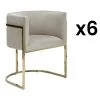 Lot De 6 Chaises Avec Accoudoirs - Velours Et Acier Inoxydable - Beige Et Doré - PERIA De Pascal MORABITO 2 Lot De 6 Chaises Avec Accoudoirs - Velours Et Acier Inoxydable - Beige Et Doré - PERIA De Pascal MORABITO -Magasin de meubles de restaurant chaise 12586509
