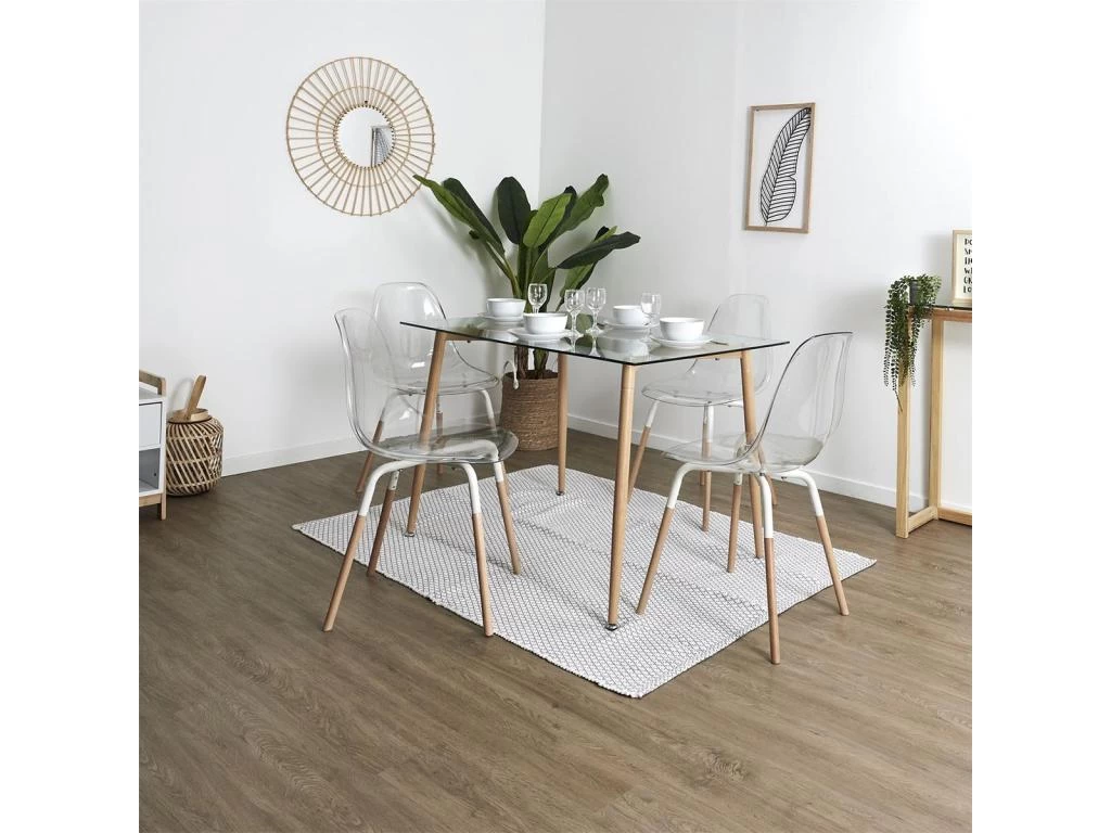 FLUK - Lot De 6 Chaises Transparentes Piétement Bois 4 FLUK - Lot De 6 Chaises Transparentes Piétement Bois – Image 2