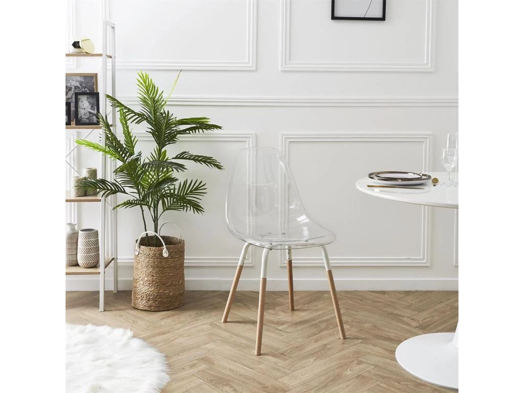 FLUK - Lot De 6 Chaises Transparentes Piétement Bois 6 FLUK - Lot De 6 Chaises Transparentes Piétement Bois – Image 4
