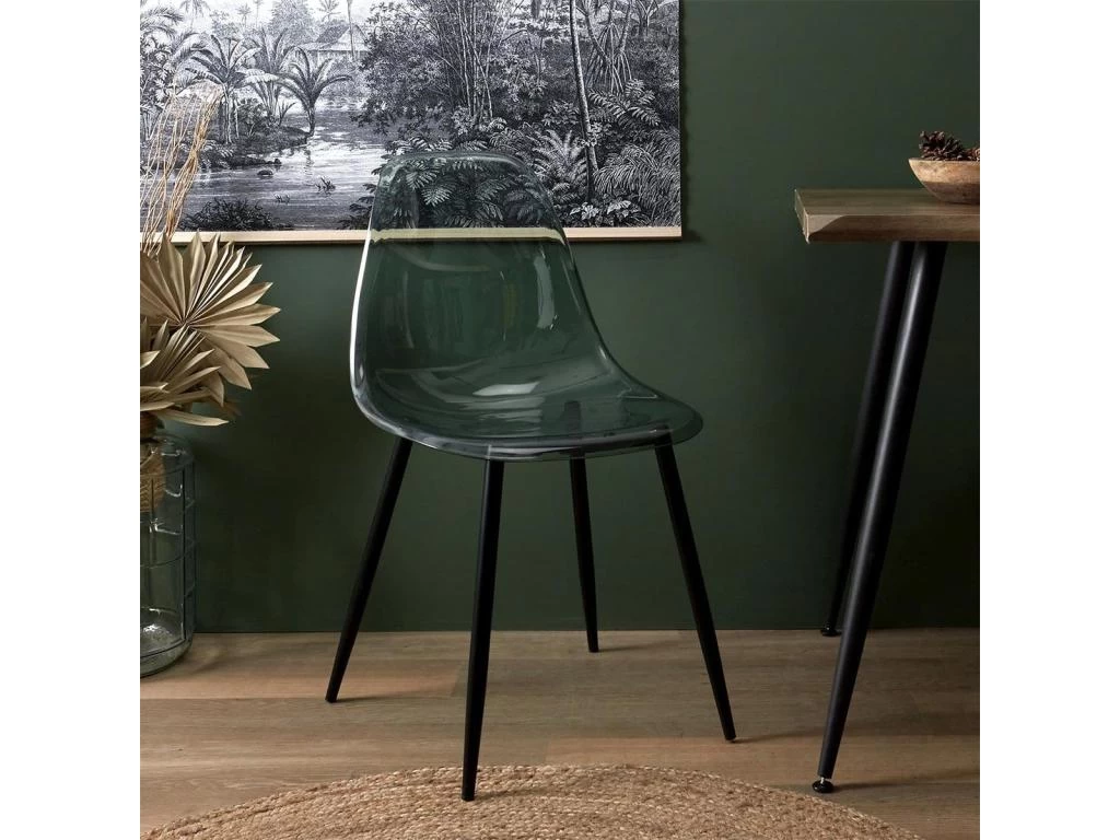 FUNIO - Lot De 4 Chaises Bleues Transparentes Et Métal 4 FUNIO - Lot De 4 Chaises Bleues Transparentes Et Métal – Image 2