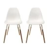 FLUK - Lot De 2 Chaises Polypropylène Blanc Et Bois -Magasin de meubles de restaurant chaise 12599431
