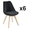 Lot De 6 Chaises En Velours Et Hêtre - Noir - JODY -Magasin de meubles de restaurant chaise 12619089