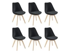 Lot De 6 Chaises En Velours Et Hêtre - Noir - JODY -Magasin de meubles de restaurant chaise 12619091