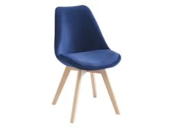 Lot De 6 Chaises En Velours Et Hêtre - Bleu - JODY -Magasin de meubles de restaurant chaise 12619109