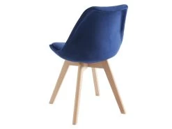 Lot De 6 Chaises En Velours Et Hêtre - Bleu - JODY -Magasin de meubles de restaurant chaise 12619115