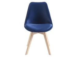 Lot De 6 Chaises En Velours Et Hêtre - Bleu - JODY -Magasin de meubles de restaurant chaise 12619123