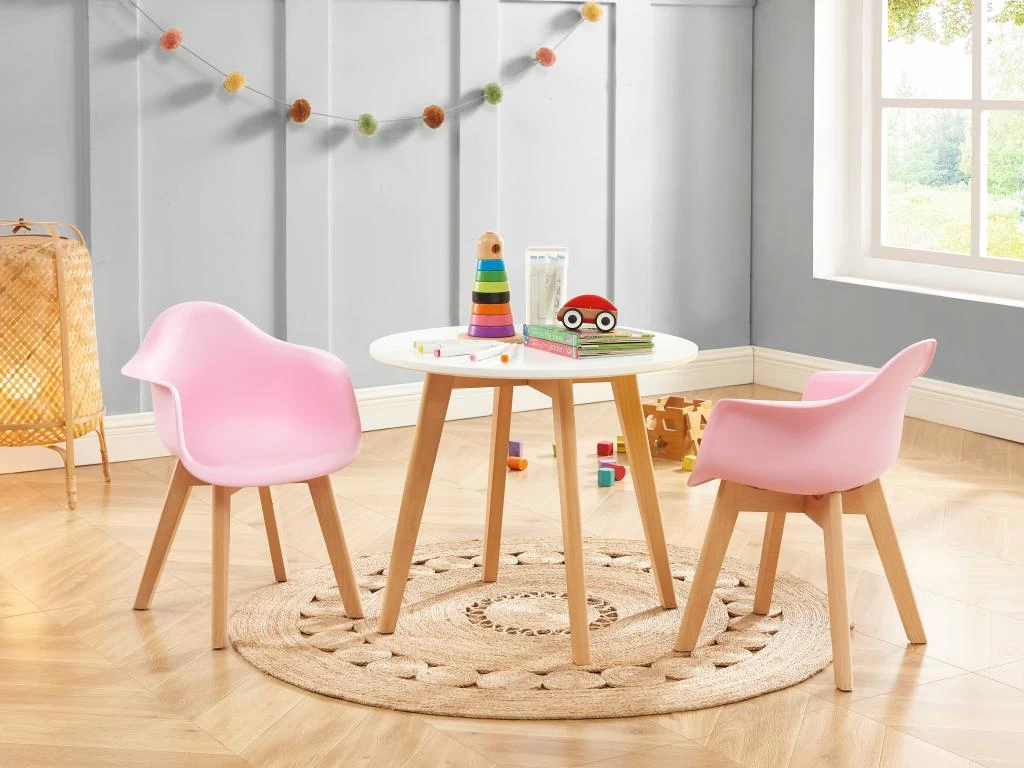 Lot De 2 Chaises Enfant Avec Accoudoirs En Polypropylène Et Hêtre - Rose - POUPINETTE 4 Lot De 2 Chaises Enfant Avec Accoudoirs En Polypropylène Et Hêtre - Rose - POUPINETTE – Image 2