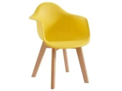 Lot De 2 Chaises Enfant Avec Accoudoirs En Polypropylène Et Hêtre - Jaune - POUPINETTE -Magasin de meubles de restaurant chaise 12653979