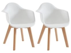 Lot De 2 Chaises Enfant Avec Accoudoirs En Polypropylène Et Hêtre - Blanc - POUPINETTE