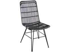 Chaise En Rotin Et Métal Maïa Noir