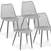 Lot De 4 Chaises Salon Salle à Manger Restaurant Cafés Bureaux Terrasses Salles D'attente 150 Kg Max Dossier Avec Fentes D'aération Gris Pâle 14_0005994 -Magasin de meubles de restaurant chaise 12874669