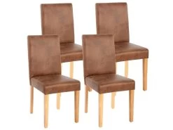 Lot De 4 Chaises De Salle à Manger Synthétique Marron Vieilli Pieds Clairs CDS04151